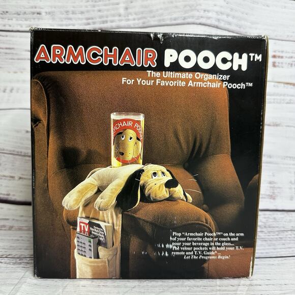 Vintage Stotter 1990 ARMCHAIR POOCH Cup Holder Remote Control Caddy Organizer - Picture 9 of 13